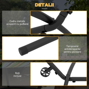Suport pentru hamac 9,5ft, Hamac portabil cu roti, Supor - Img 6