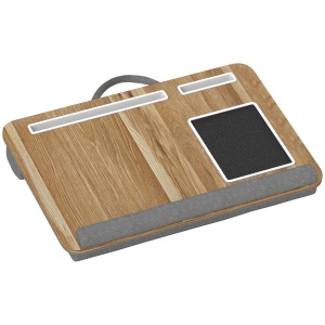 Suport pentru Laptop de 15,6" cu Spațiu pentru Mouse și Încheieturi, Suport PC Portabil, 55,5x37x9 cm, Lemn Natural