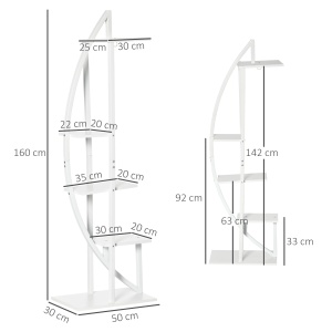Suport pentru plante cu 5 niveluri Scara in forma de jumatate de luna Suport pentru ghivece Raft pentru interior, exterior, camera de zi, studiu, balcon si dormitor - Img 3
