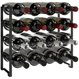 Suport pentru Sticle de Vin cu 4 Niveluri, 42,5x16,5x41 cm, Negru - Img 1