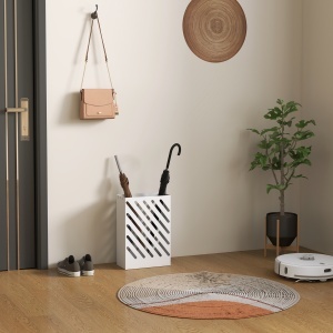 Suport pentru Umbrele cu Tavă pentru Colectarea Picăturilor și 4 Cârlige, 28x14x41 cm, Alb - Img 6