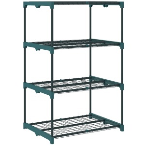 Suport Vertical pentru Plante cu 4 Niveluri din Oțel și Plastic, Suport pentru Ghivece de Interior și Exterior, Grădină, Balcon, 67x49x105 cm, Verde Închis - Img 1