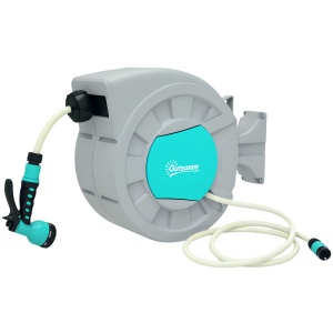 Tabur pentru Furtun Retractabil cu Furtun de Apă 30+2 m, Rotativ la 180°, 50x23x45 cm, Verde - Img 1