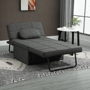 Taburet Pat Individual 3 în 1 cu Spătar Reglabil pe 5 Nivele și Pernă Suplimentară, 95x179x78 cm, Gri - Img 2