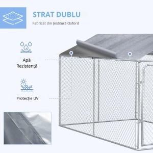 tarc Caini 400×230×232 cm – Metal Galvanizat cu Acoperis Oxford - Img 6