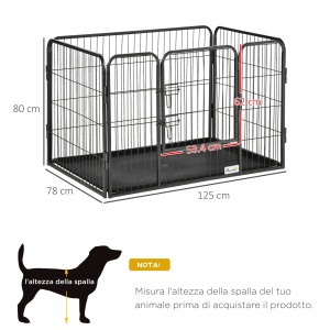 tarc Metalic pentru Caini – 4 Panouri cu Usa & Tava la Baza - Img 3