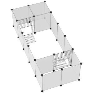 Țarc Modular pentru Animale de Talie Mică cu 20 de Panouri, 2 Uși și Accesorii, 175x70x45 cm, Negru - Img 9