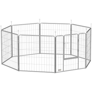 Țarc pentru Animale de Companie din 8 Panouri, Pliabil și Portabil, 160x160x80 cm, Argintiu