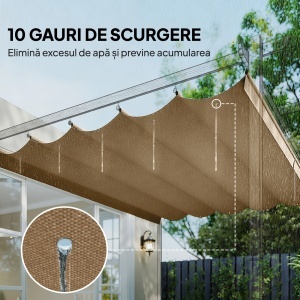 Tettuccio di Ricambio per Gazebo 3x3 m con 10 Fori di Drenaggio Grigio - Img 6