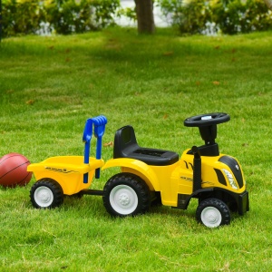 Tractor pentru Copii Prevazut cu Loc cu Remorca Varsta 12-36 Luni Galben - Img 2