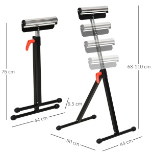trepied cu Role si Inaltime Reglabila din Metal, Design Pliabil care Economiseste Spatiu cu Rulmenti cu Bila, 44x50x68-110 cm, Negru si Argintiu - Img 3