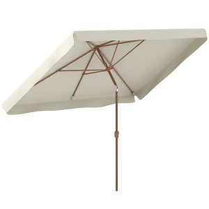 Umbrelă de Grădină 2x3 m Înclinabilă cu Deschidere cu Manivelă, Ventilare și Margini Plisate, Anti UV 50+, Aluminiu și Poliester 180 g/㎡, Bej