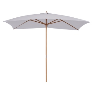 Umbrela de Gradina 2x3 m, Umbrela Parasolar Impermeabila din Lemn Lacuit cu Copertina Detasabila, Alb - Img 1