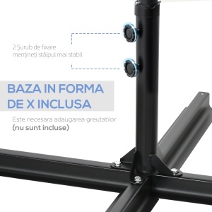 Umbrelă de Grădină cu Rotație la 360°, Braț, Bază în Cruce și Orificiu de Ventilație, Ø256x245 cm, Gri Închis - Img 6