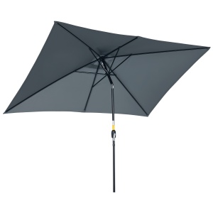 Umbrelă de Grădină Înclinabilă cu Manivelă și 6 Spiţe, 2x3 m, Gri Închis - Img 1
