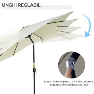 Umbrelă de Grădină Înclinabilă, cu Manivelă și Tijă Demontabilă, din Metal și Poliester, Ø295x250 cm, Albastru - Img 4