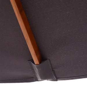 Umbrela de Gradina Rabatabila 2x1.5m, 6 Stinghii si Stalp din Lemn de Brad Deschidere cu Coarda, Gri Inchis - Img 8
