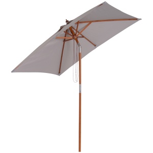 Umbrela de Gradina Reglabila Design Modern di Lemn 2x1.5m, Gri - Img 1