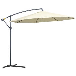 Umbrelă de Soare Excentrică cu Bază în Cruce Inclusă, din Metal și Poliester, 3x2,5 m, Bej - Img 1