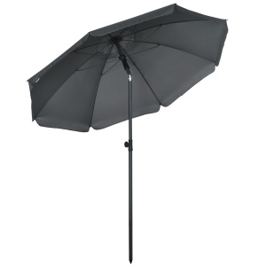 Umbrela de soare pentru plaja din Poliester si Otel cu 8 Nervuri, cu Tetiera care se Inclina la 45° si Design in 2 Sectiuni, Ø180x209 cm, Gri - Img 1