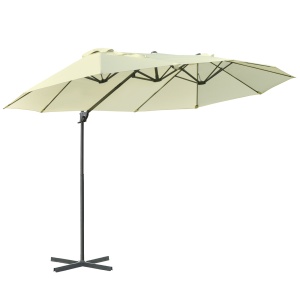 Umbrela dubla din poliester Anti-UV impermeabil bej 440x270x250cm - Img 1