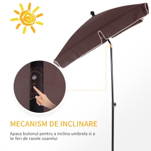Umbrela Parasolarar dreptunghiulara pentru Gradina 200 × 125 × 235cm Maro - Img 4