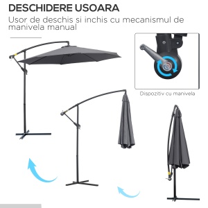 Umbrela pentru Gradina Brat Deluxe Inclinabila cu Manivela, Φ3m - Img 4