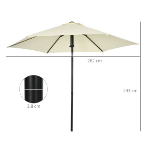 Umbrela pentru gradina din poliester si metal cu 6 bare, cu acoperis inclinabil la 45°, Ø262x243 cm, bej si negru - Img 3