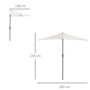 Umbrela Semicirculara Impermeabila Protectie UV Alba 269x138x236cm - Img 3