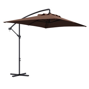 Umbrelă Suspendată cu Orificii de Ventilaţie, Bază în Cruce şi Manivelă, 3x2 m, Maro - Img 1
