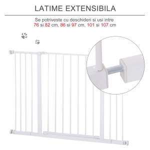 Ușă de Siguranță Extensibilă pentru Câini cu Montaj prin Presiune, 76x76 cm, Alb - Img 6