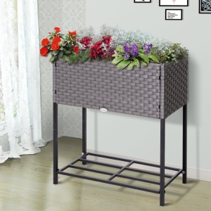 vas de flori, cu raft, 70x30x72cm, gri - Img 2