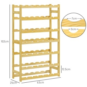 Wooden Wine Rack 42 Bottles, Narrow 7-tier Wine Holder for Home Bar - Img 3