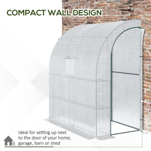 7' x 3' x 7' Outdoor Walk-In Greenhouse, Plant Nursery with Roll-up Windows, PE Cover, and 3 Wire Shelves, White - Img 5