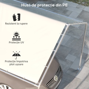 Acoperiș Carport 10 x 20 ft, Copertină de Schimb Rezistentă la UV cu Corzi Elastice, Alb - Img 6