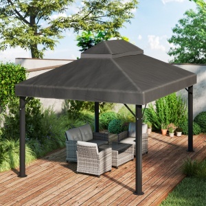 Acoperiș de rezervă pentru pavilion, 3 x 4 m, husă de rezervă cu orificii de scurgere, poliester, protecție solară, UPF30+, Gri închis - Img 5
