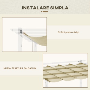 Acoperiș de Schimb pentru Pergolă cu 10 Orificii de Drenaj, Permeabil, 4x3 m, Bej - Img 6