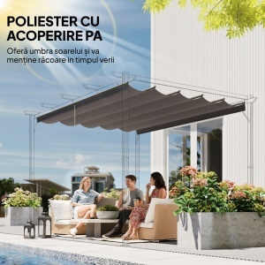 Acoperiș de Schimb pentru Pergolă cu 10 Orificii de Drenaj, Permeabil, 4x3 m, Bej - Img 5