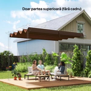 Acoperiș Pergolă Retractabil, Copertină pentru Umbră, UV30+, Gri Închis - Img 2