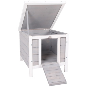 Adapost mic, din lemn, pentru iepuri, casuta pentru porcusori de Guineea, gri 46x39x30 cm - Img 8