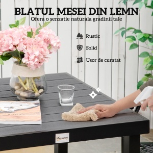Aluminum Outdoor Patio Dining Table for 4 for Garden Lawn Backyard, Natural - Img 4