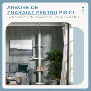 Ansamblu de Joacă Reglabil pentru Pisici 225-255 cm Alb - Img 4