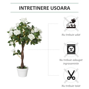 Arbore Artificial Camelia cu 21 Flori, Ghiveci Înalt, 90 cm, Plantă Decorativă Interior & Exterior - Img 4