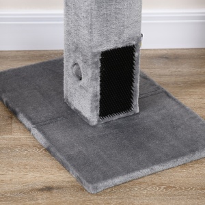 Arbore pentru Zgariat Pisici cu 2 Mingi Jucarie si Perie, din Lemn, Iuta si Plus, 59.5x39x79 cm, Gri - Img 9