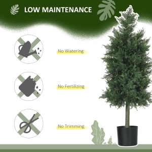 Arbori Topiari de Cedru Artificial, Set de 2 Plante Artificiale în Ghivece, Plante Decorative, 38x12.5x90 cm, Verde - Img 7