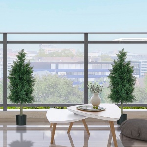 Arbori Topiari de Cedru Artificial, Set de 2 Plante Artificiale în Ghivece, Plante Decorative, 38x12.5x90 cm, Verde - Img 9