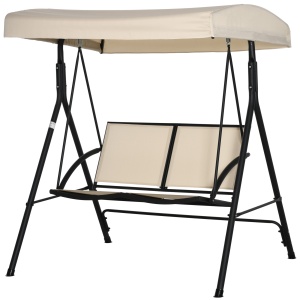 Balansoar cu 2 Locuri de Gradina pentru Exterior, 140x118x162cm Bej - Img 4