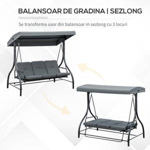 Balansoar de Gradina 3 Locuri Convertibil in Pat - Img 5