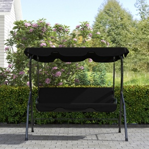 Balansoar de Grădină 3 Locuri cu Acoperiș Reglabil și Perne Moi din Poliester, Capacitate 240 kg, 170x110x153 cm, Negru - Img 7