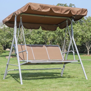 Balansoar de Gradina 3 Locuri Schelet in Metal Maro 171x108x154cm - Img 2